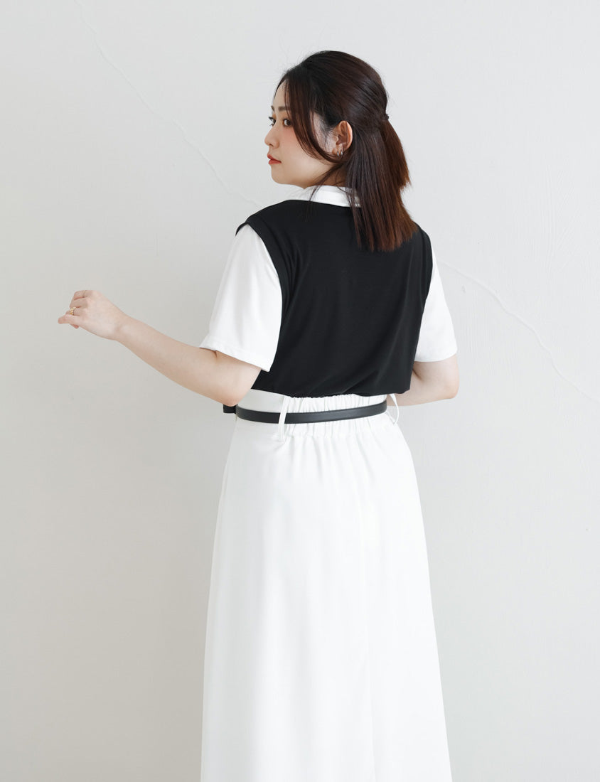 MISS. Lyocell Cooling Faux Two-Piece Plus Size Top