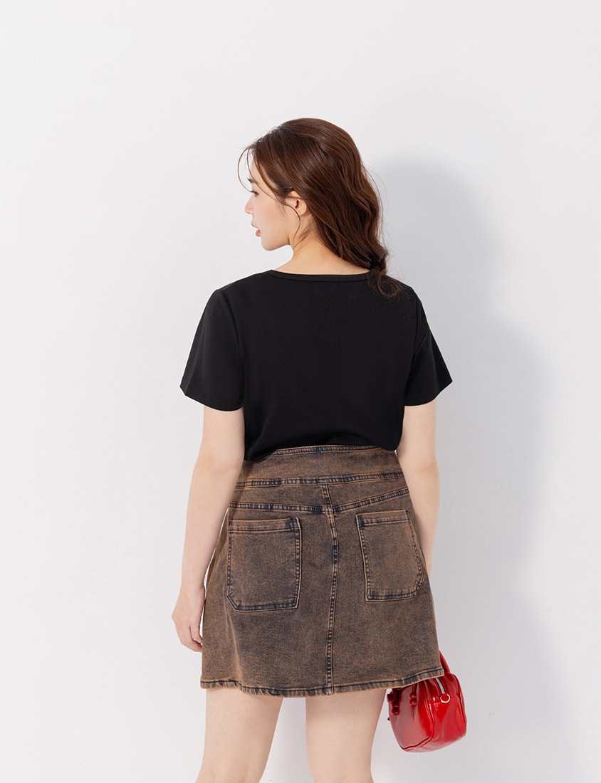 Versatile V-Neck Faux Two Piece Plus Size Tee