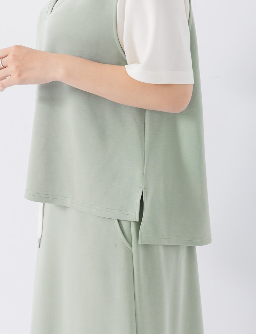 COOL PRO+ Space Cotton Faux Two-Piece Plus Size Top