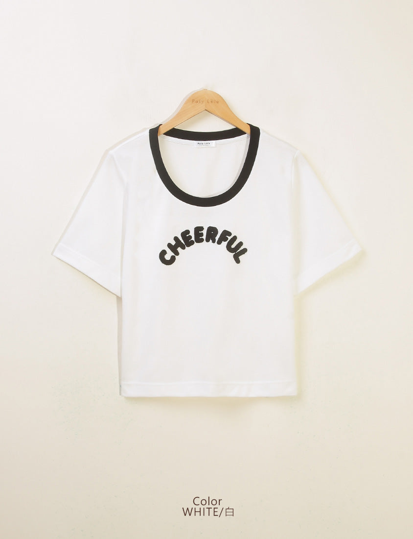 CHEERFUL Fuzzy Color-Block Plus Size Tee