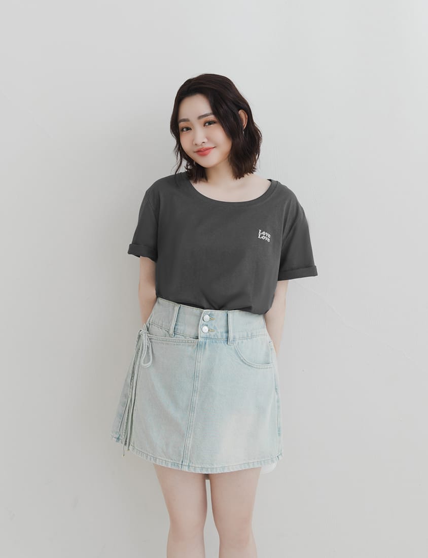 LOVE Soft Color-Block Plus-Size Embroidered Tee