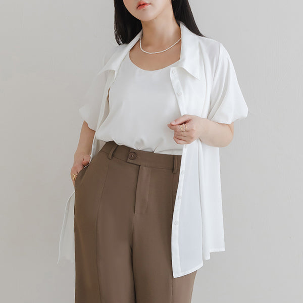 MISS. Elegant Puff Sleeve Plus Size Blouse