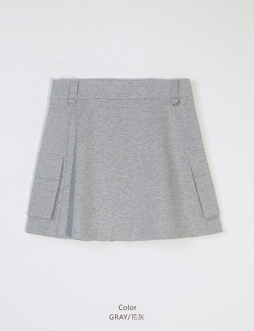 Space Cotton Utility Cargo Pocket Plus Size Mini Skirt (With Inner Pants)
