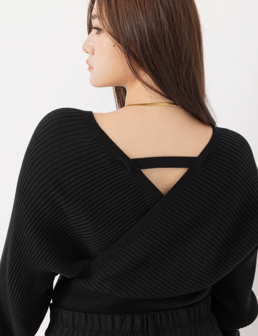 MUA! Sexy Overlap Rib-Knit Plus Size V-Neck Top