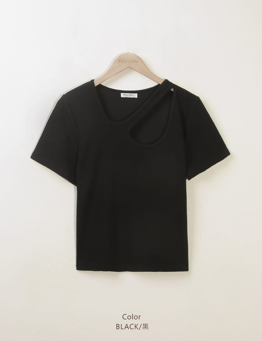 MUA! Sexy Ribbed Hollow Plus Size Short Sleeve Tee