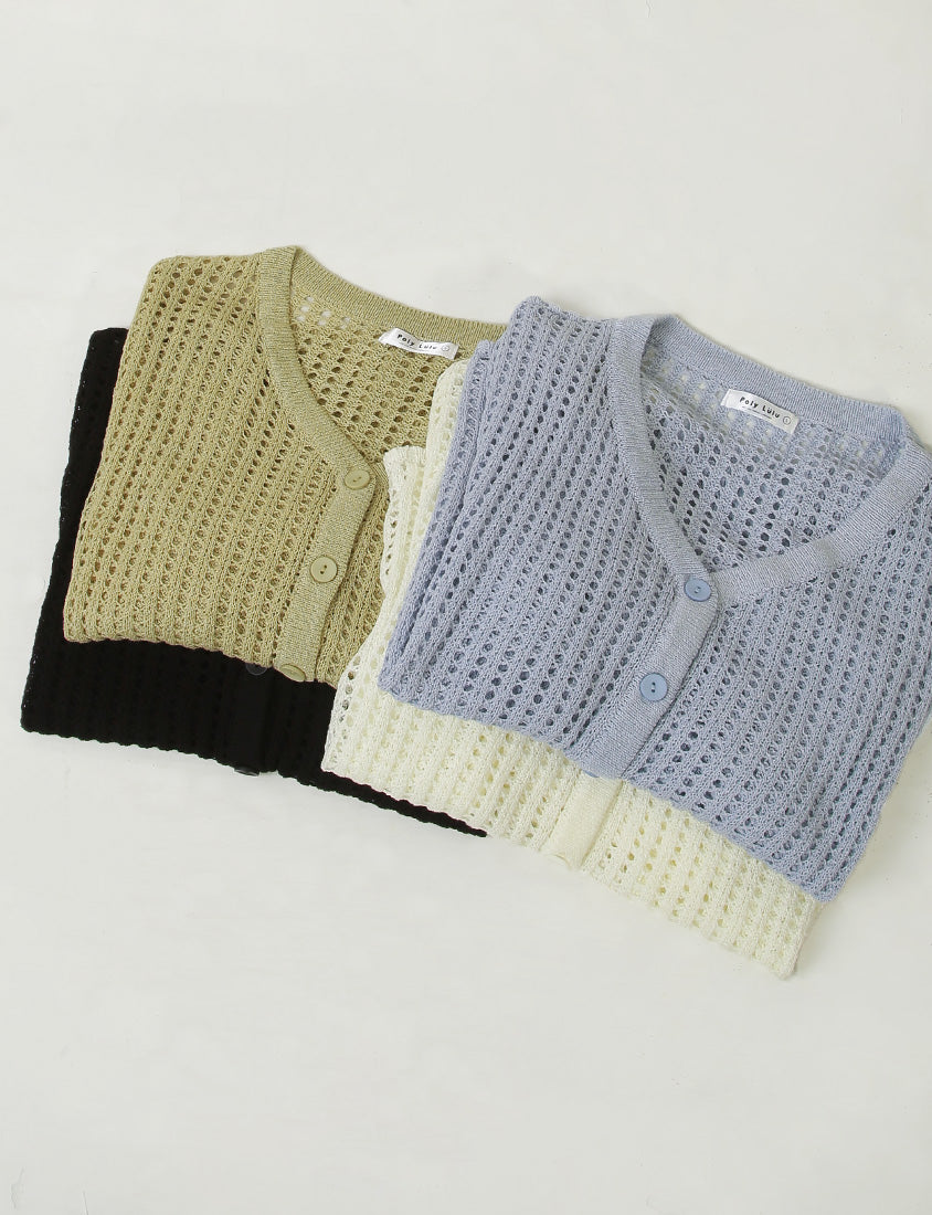 V-Neck Multicolor Ice Silk Plus Size Knit Cardigan