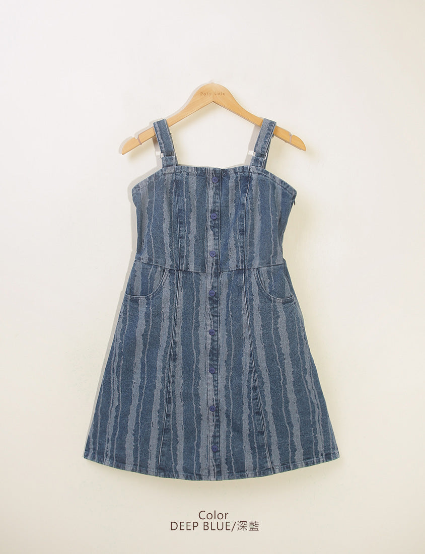 Adjustable Ruffled Plus Size Denim Overall Dress