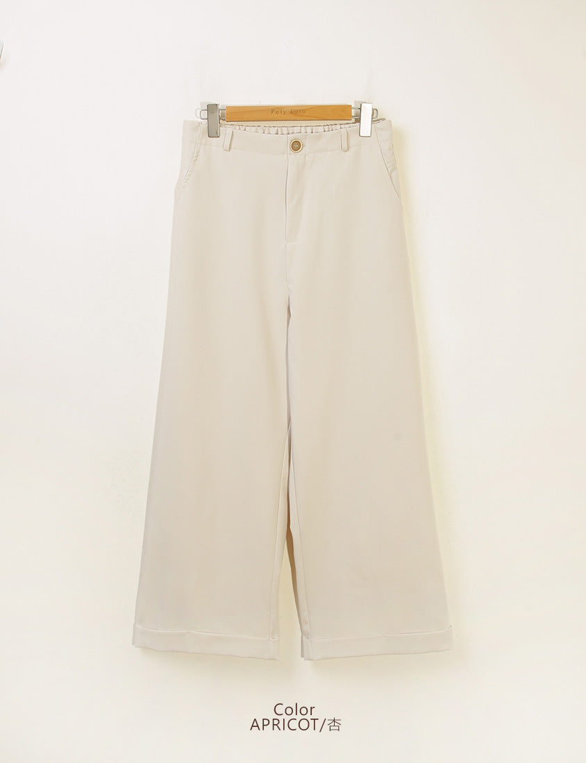 Back Elastic Tapered Cuffed Hem Twill  Plus Size Pants