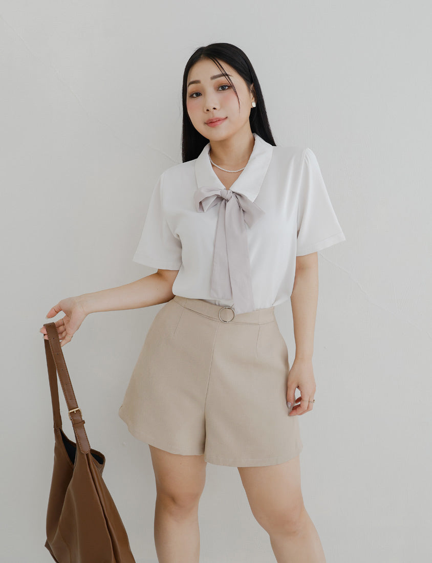 MISS. Latte Series Waistband Twill Plus Size Shorts