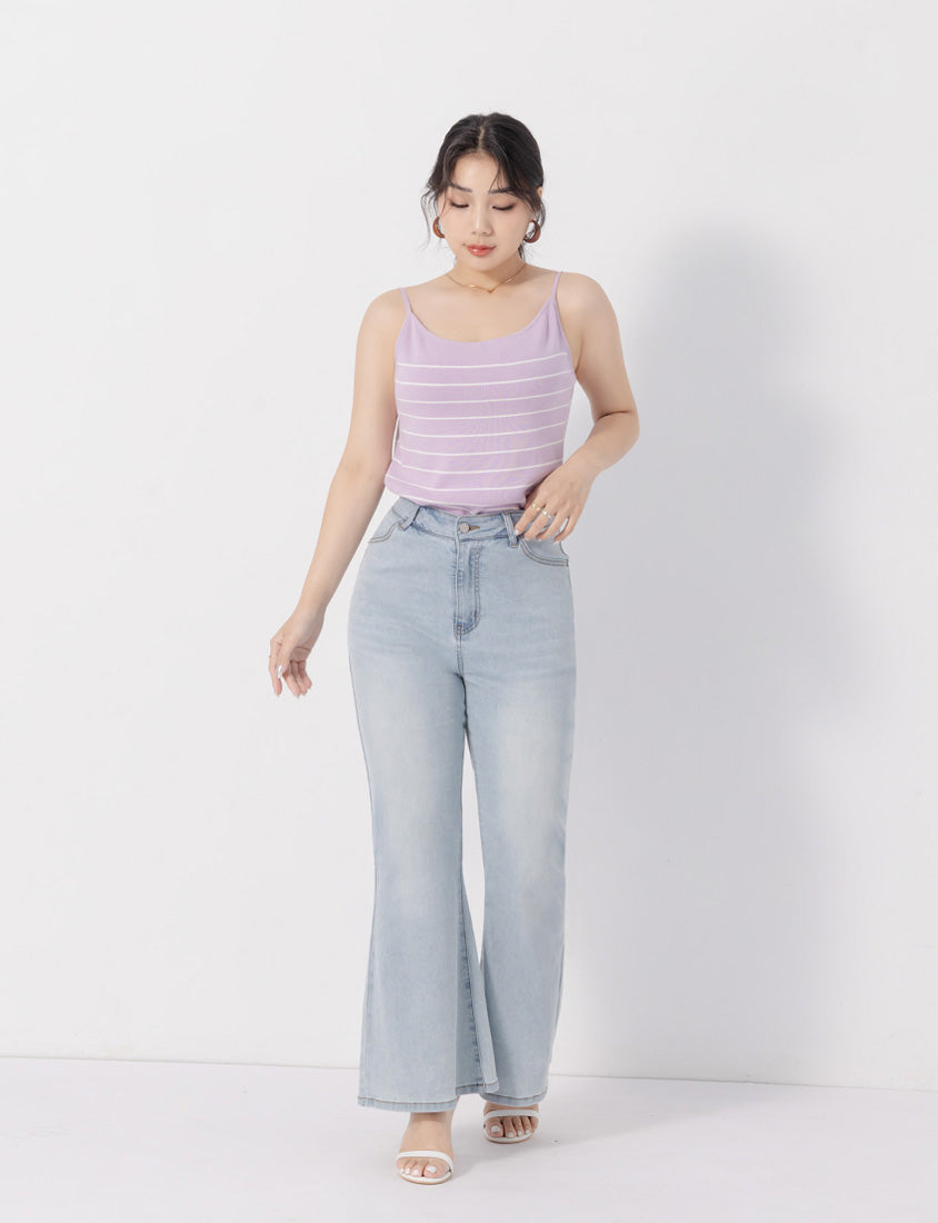 MISS. Versatile Soft Skin Stripe Knit Plus Size Tank Top