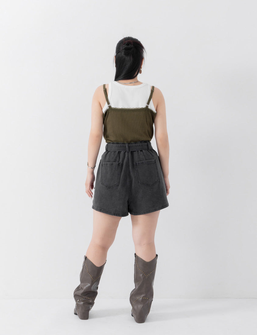 Adjustable Lace Trim Ribbed Plus Size Tank Top
