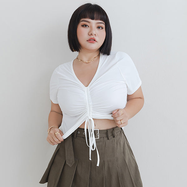 MUA!  Silky Cool-Girl Ruched Plus Size Short Sleeve Top