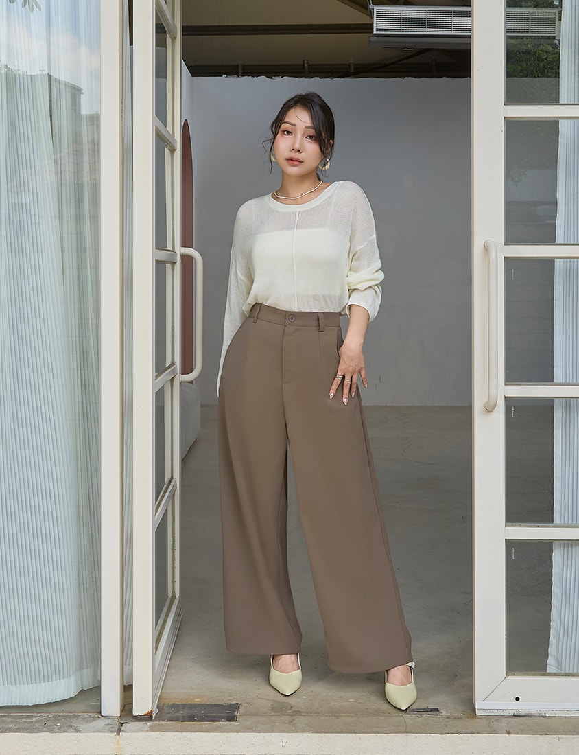 MISS. Korean Sheer Knit Plus Size Long Sleeve Top (with Waist Tie)