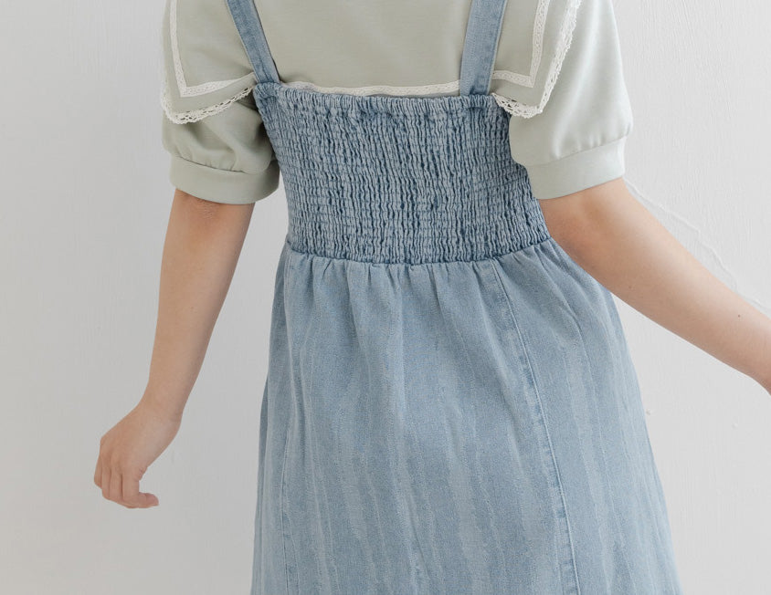 Adjustable Ruffled Plus Size Denim Overall Dress
