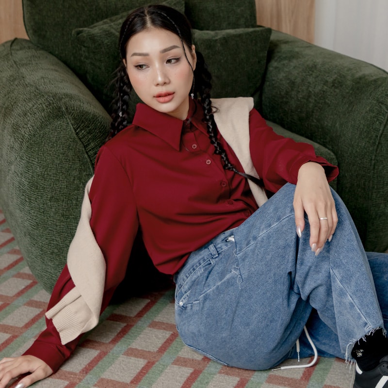 Multi-Color Drop Shoulder Plus Size Boyfriend Oversize Shirt (Unisex)