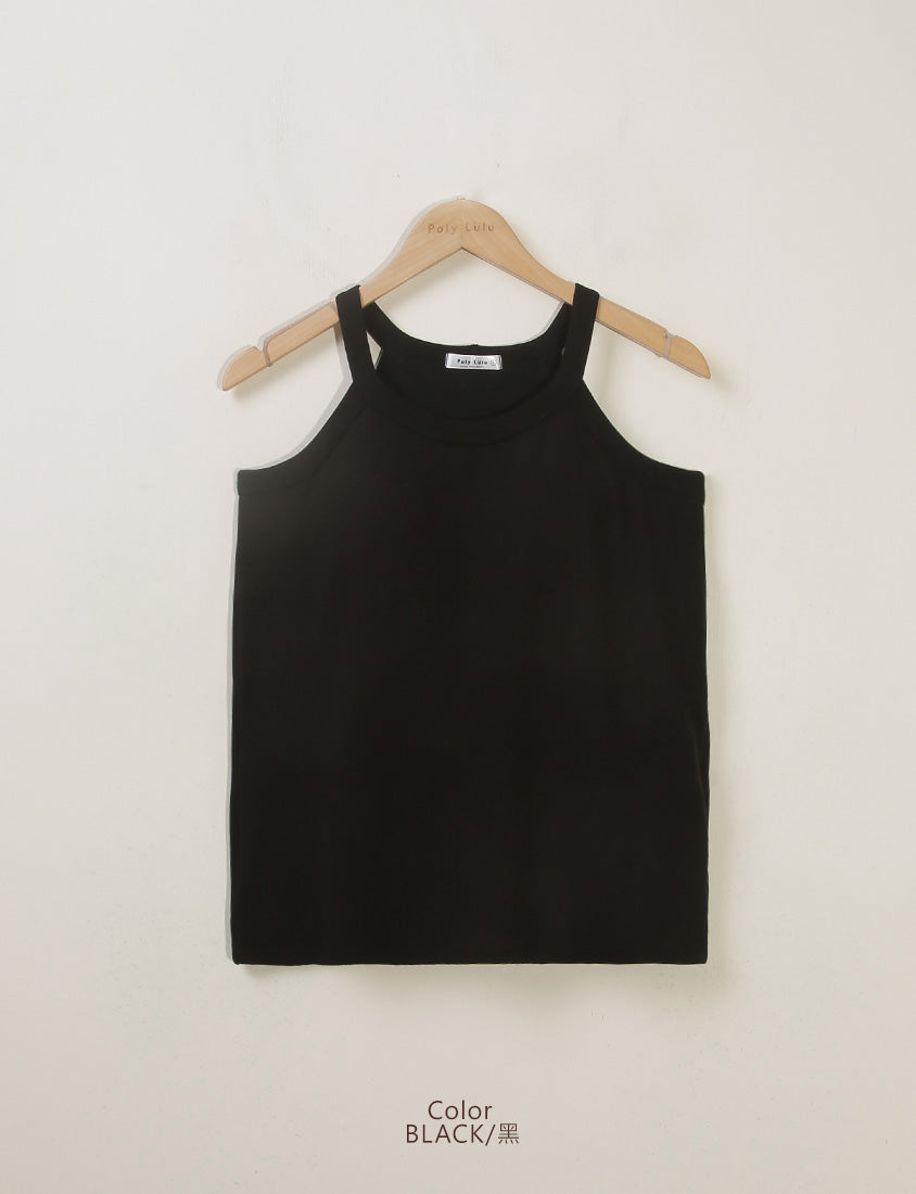 Pobra. Airy Halter Neck Ribbed Sleeveless Plus Size Bra Top