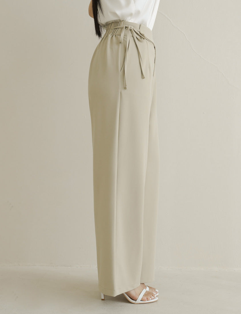 MISS. Lightweight Cooling Waist Tie Straight Leg Plus Size Tailored Pants