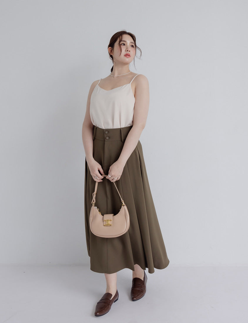 MISS. Wrinkle-Resistant Tummy Flattering with Back Elastic Plus Size Tailored Maxi Skirt