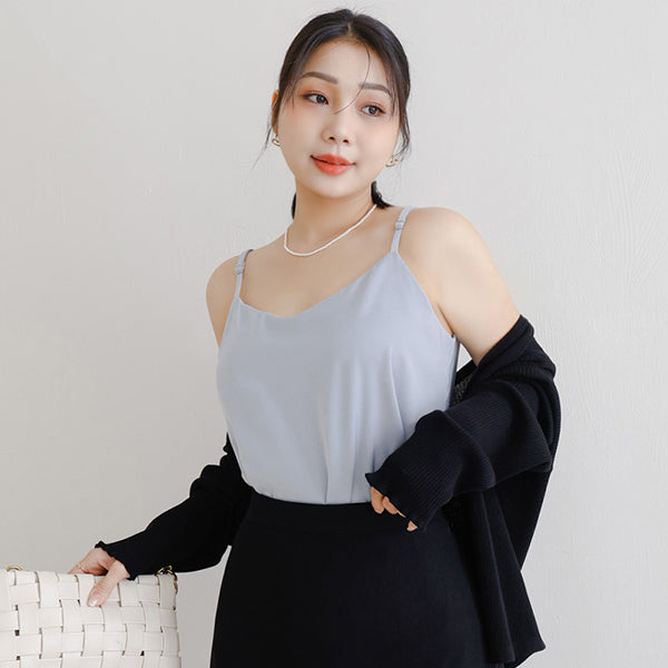 MISS. Skin-Friendly Satin Adjustable Strap Plus Size Cami