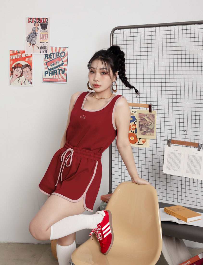 MUA! Sporty U-Neck Racerback Embroidery Plus Size Tank