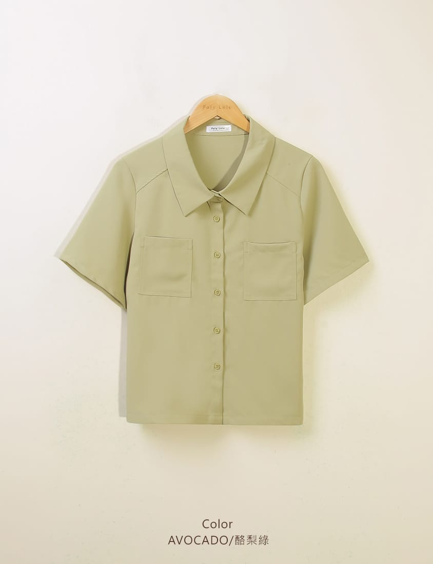 MISS. Drop Shoulder Stitching Double Pocket Plus Size Short Sleeve Shirt