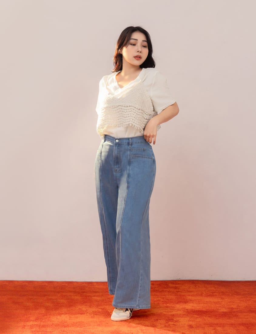 Pear-Shaped Friendly! Seamed Plus Size Wide Leg Jeans