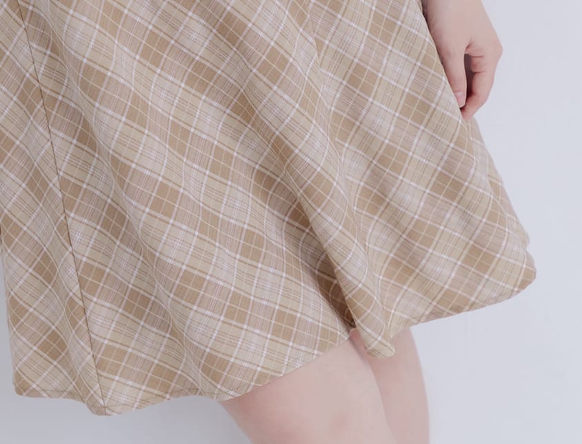 Preppy Adjustable Plaid Plus Size Mini Dress