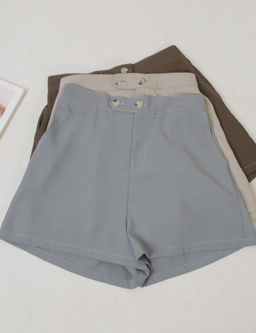 Color-Block Stitching Waistband Twill Plus Size Shorts