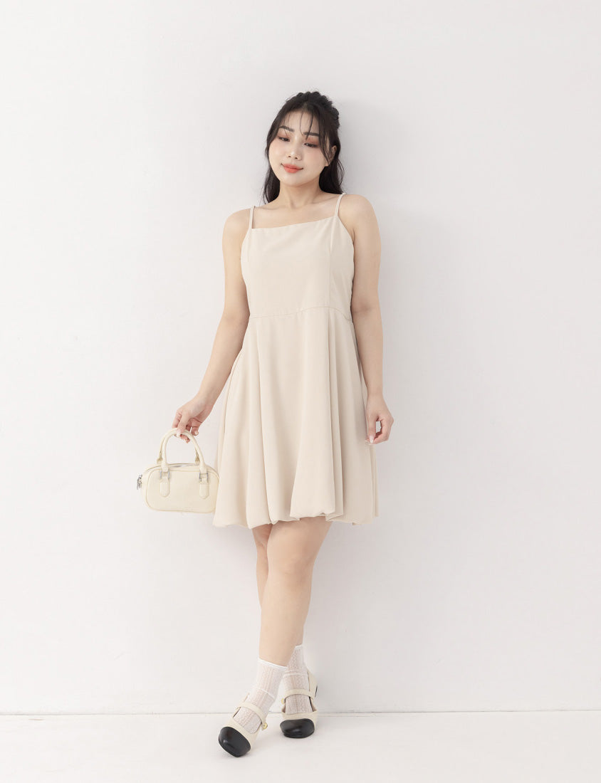 Japanese Style Adjustable Bubble Hem Plus Size Mini Dress