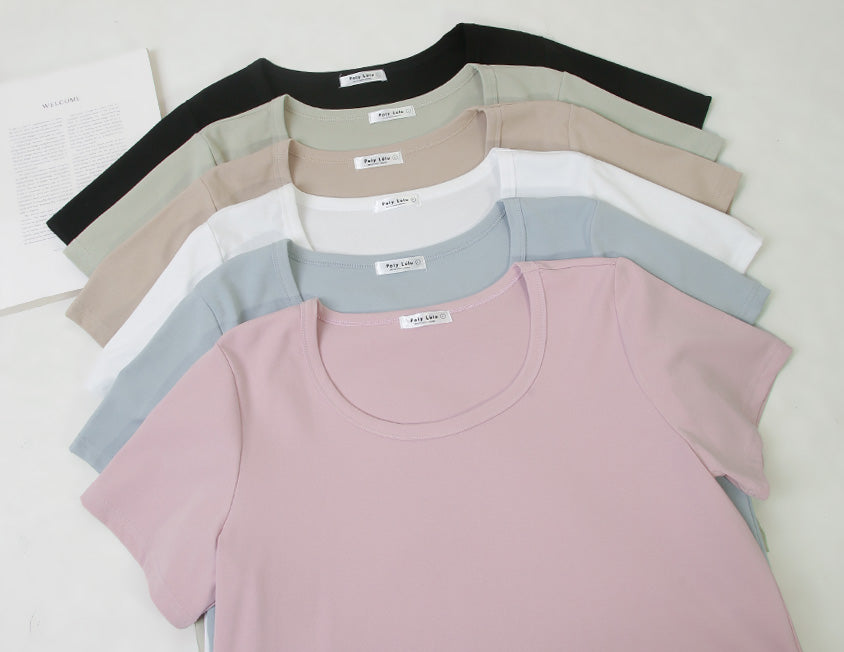 U-Neck Multicolor Plus Size Comfy Slim Tee