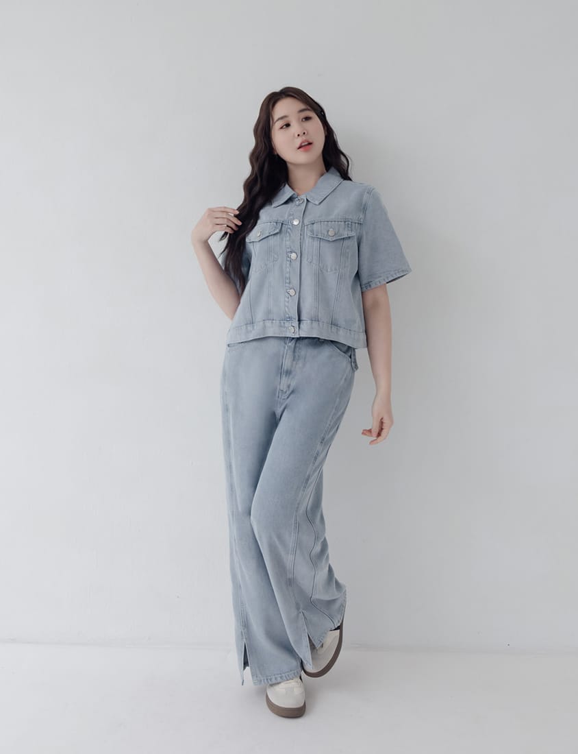 Lyocell Cooling Short Sleeve Button-Up Plus Size Jacket