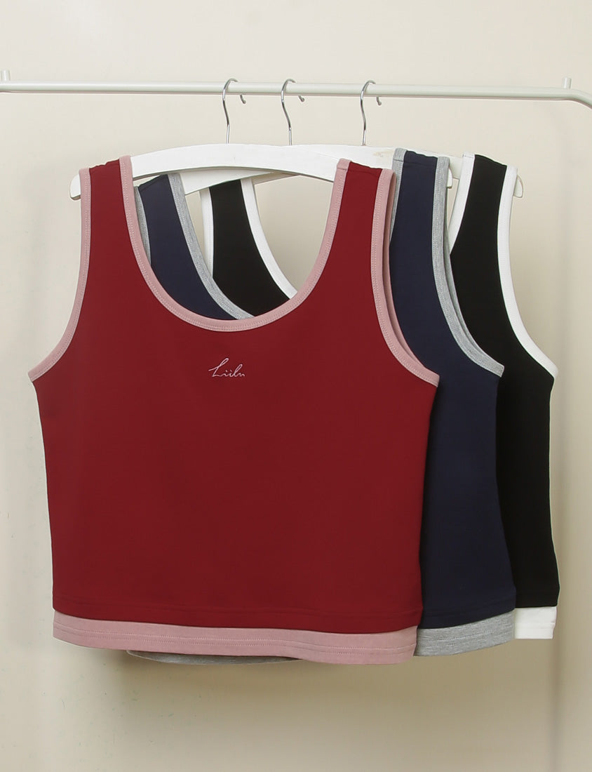 MUA! Sporty U-Neck Racerback Embroidery Plus Size Tank