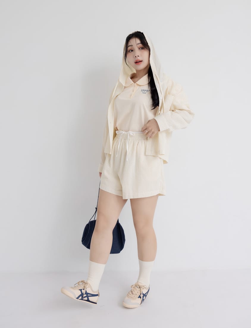 Bubble Stripe Layered-Look Plus Size Shorts