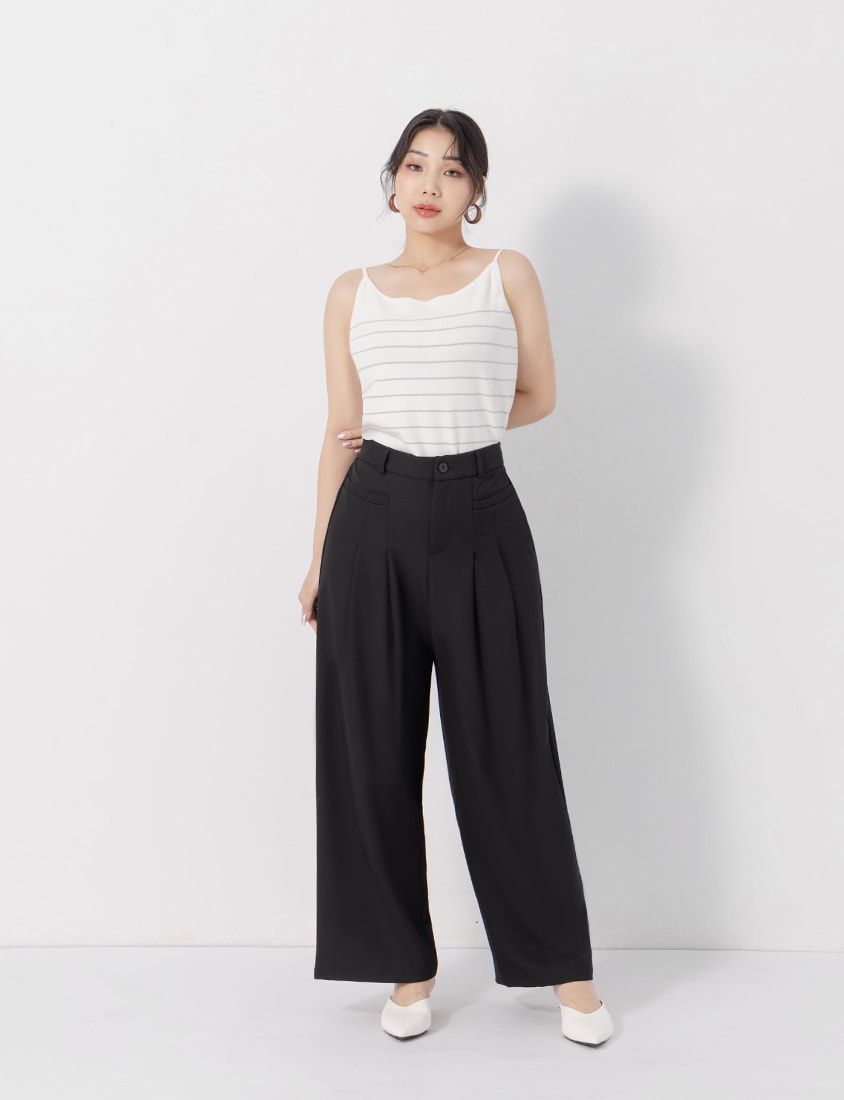 MISS. Versatile Soft Skin Stripe Knit Plus Size Tank Top