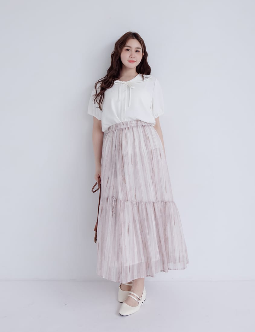 Sweet Front-Tie Oversized Plus Size Collar Blouse