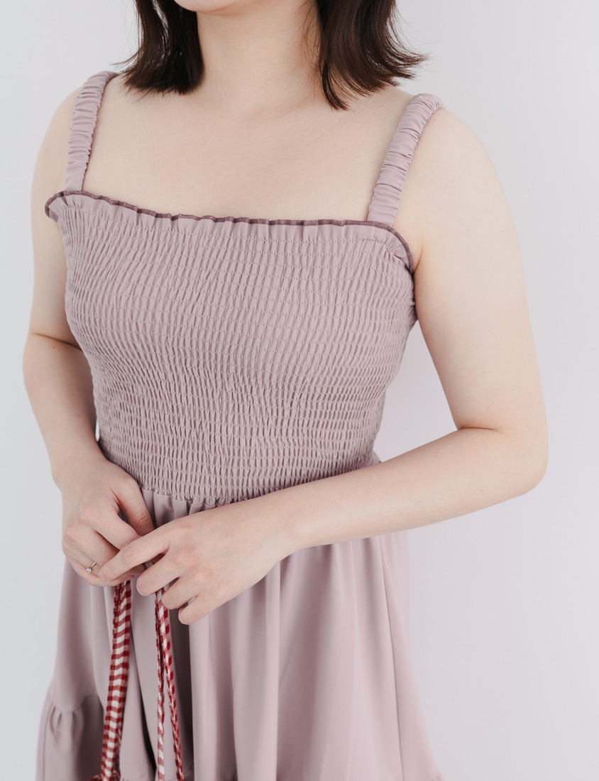 Colorblock Ruffle Trim Smocked Tiered Plus Size Mini Dress