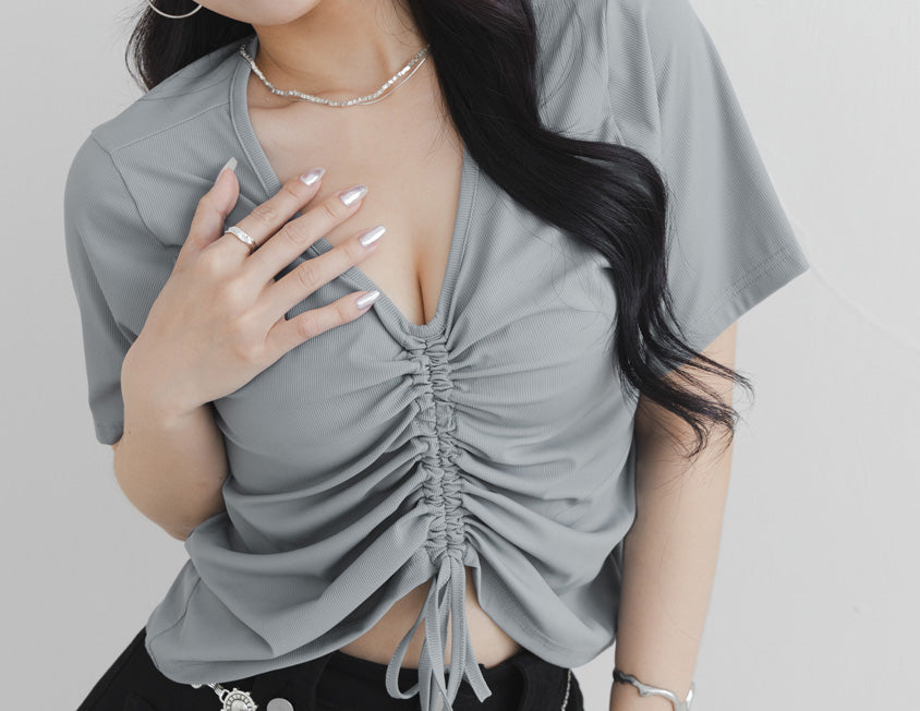 MUA!  Silky Cool-Girl Ruched Plus Size Short Sleeve Top