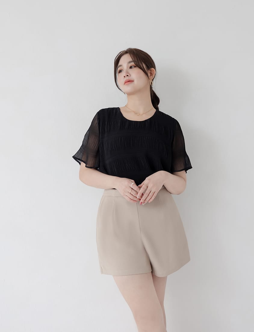 MISS. Korean Style Crinkled Plus Size Chiffon Top