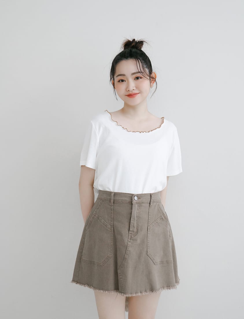 Two-Piece Japanese-Style Color-Block Plus Size Top Set