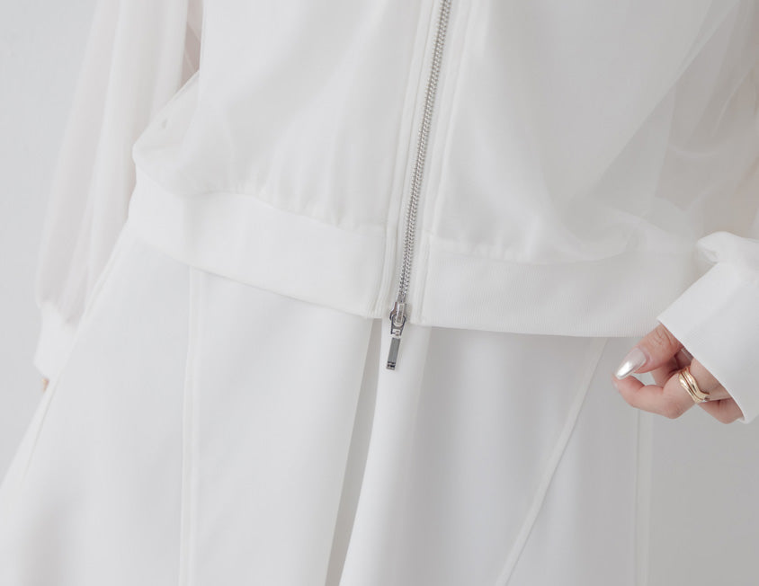 MUA! Sheer Chiffon Dual-Zip Plus Size Bomber Jacket