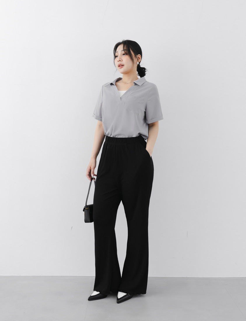 MISS. Wrinkle-Resistant Multicolor Faux Two-Piece Plus Size Top