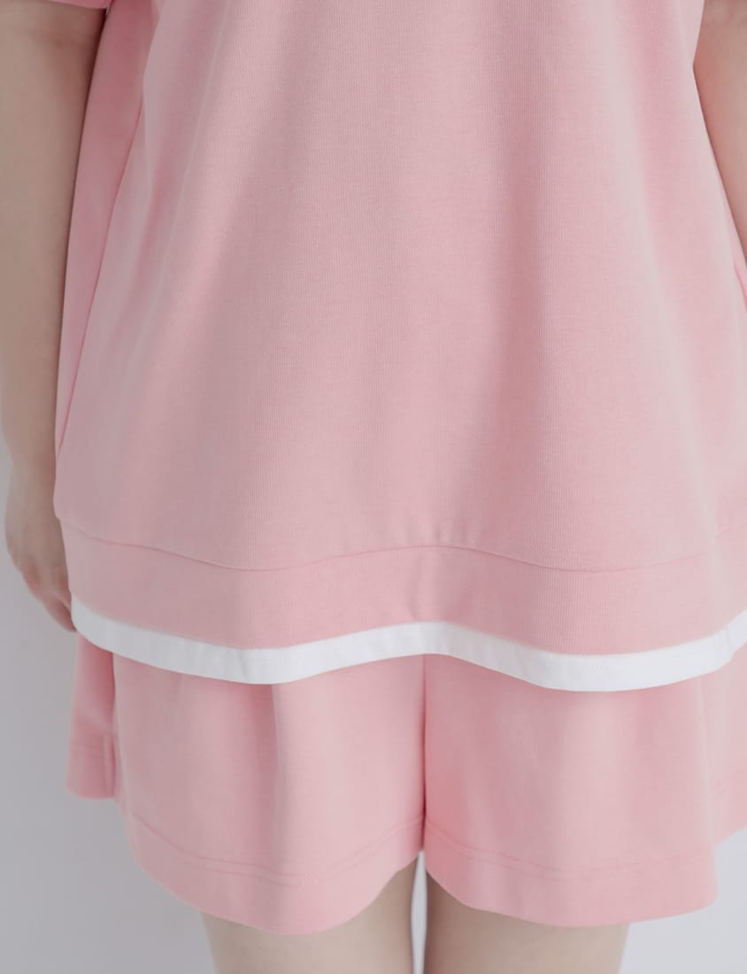 Zip-Up Faux Two-Piece Multicolor Plus Size Short Sleeve Tee