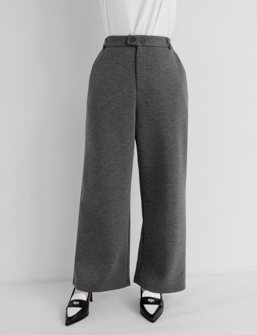 Miss. Space Cotton Back-Elastic Plus Size Straight-Leg Pants