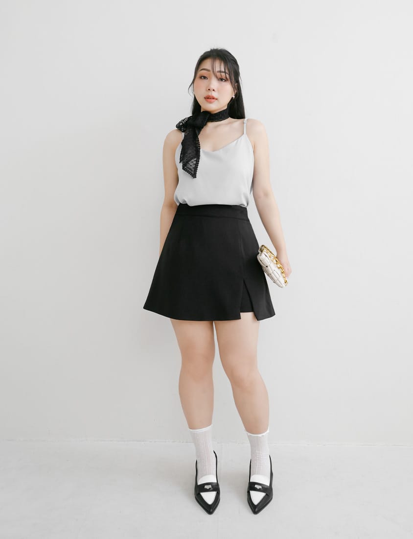 MISS. Structured Lightweight A-line Slit Plus Size Tailored Skirt (With Short)