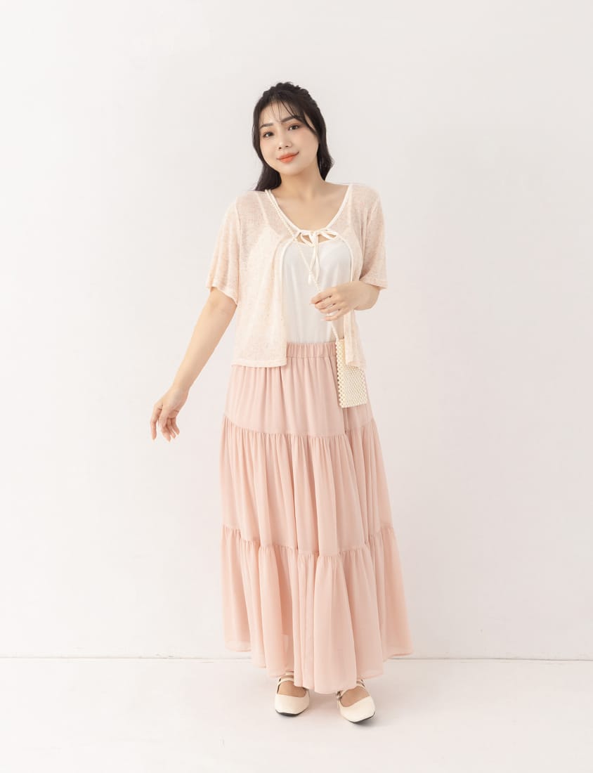 Multi-Layered Romantic Plus Size Chiffon Skirt