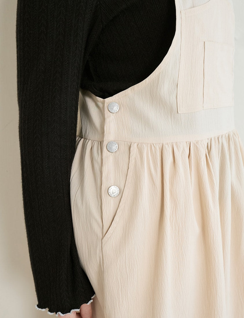 Adjustable Crinkled Utility Pockets Plus Size Cami Dress