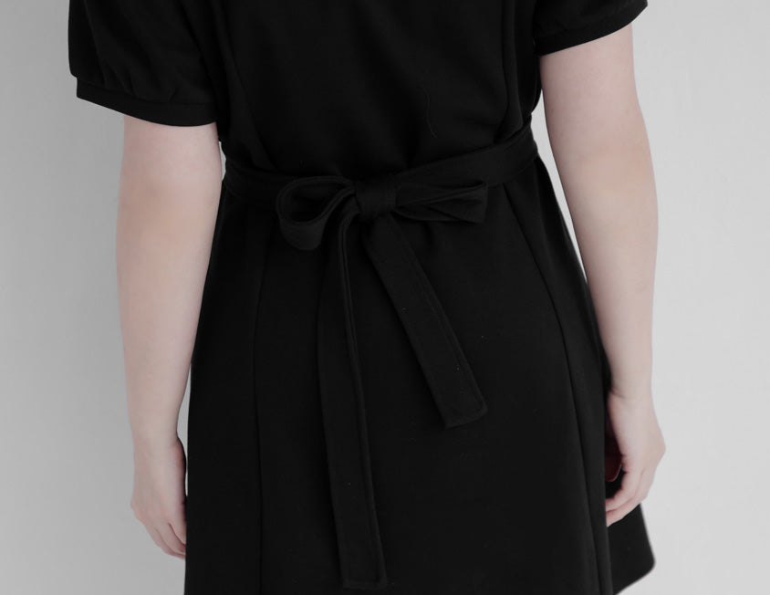 Color-Block Polo Collar Plus Size Mini Dress (With Belt)