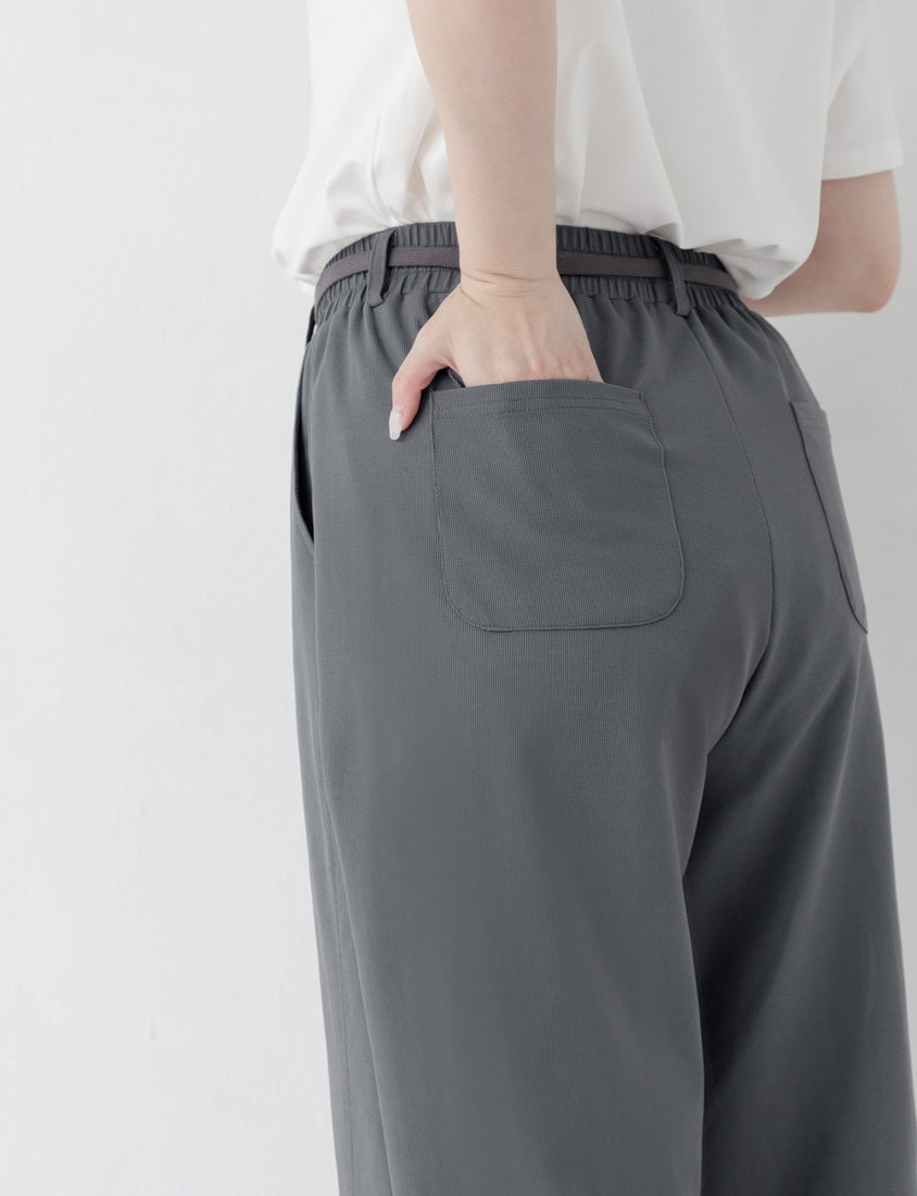 UV PRO+ Cooling Plaid Plus Size Wide-Leg Pants (with Waist-Tie)