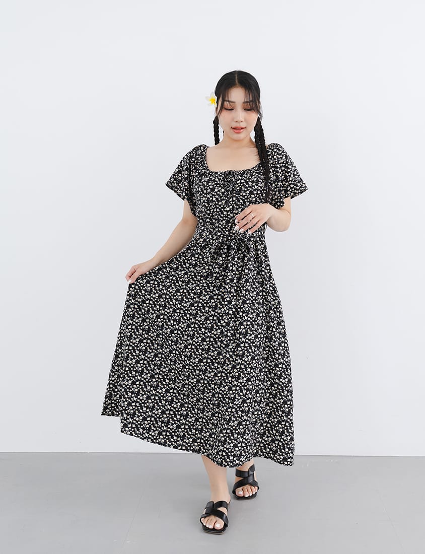 2-Way Off-Shoulder Floral Plus Size Maxi Dress (with Belt)