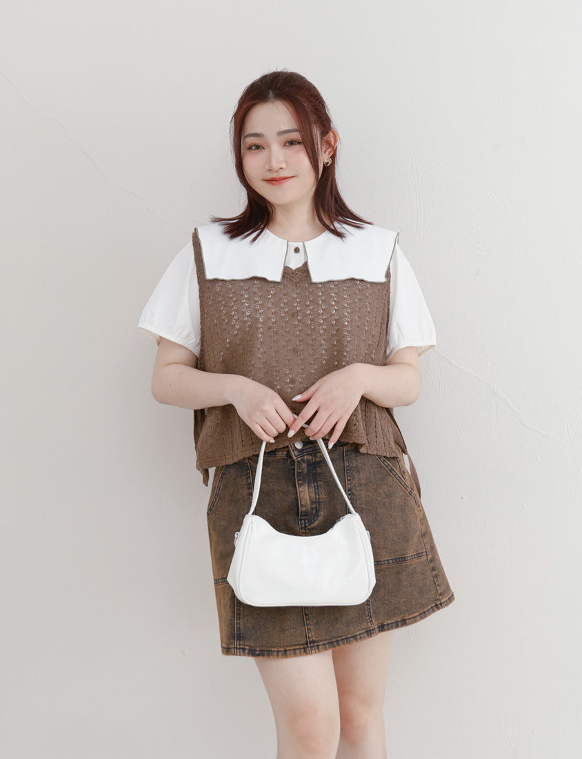 Sweet Contrast Lapel Collar Plus Size Shirt